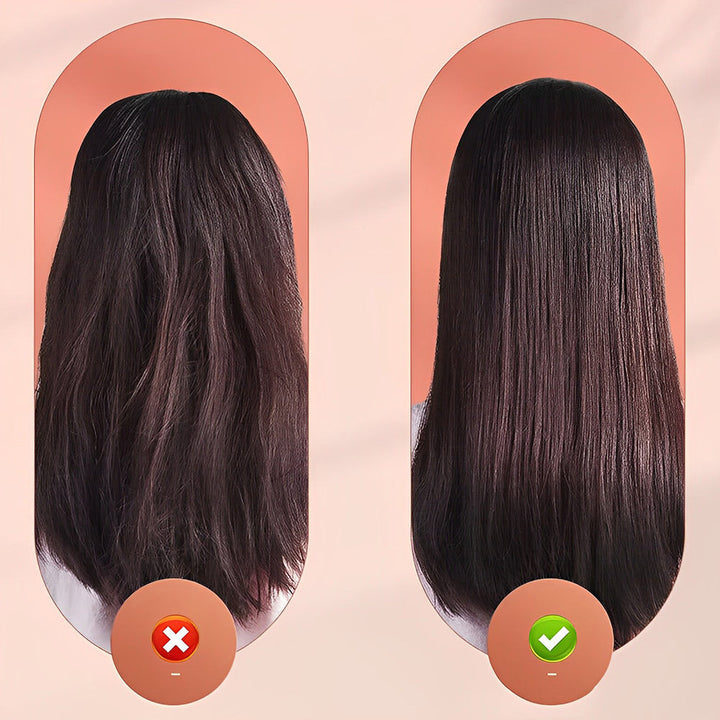 Flexibler USB-Lockenstab und Glätteisen in Mini-Größe für Damen-Haarstyling unterwegs.