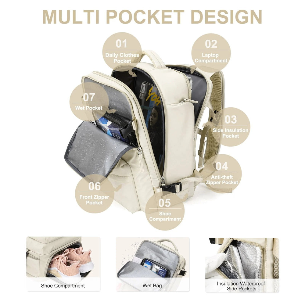 Geräumiger Damen Trekkingrucksack 35L mit wasserdichter Beschichtung, perfekt für Reisen & Wanderungen.
