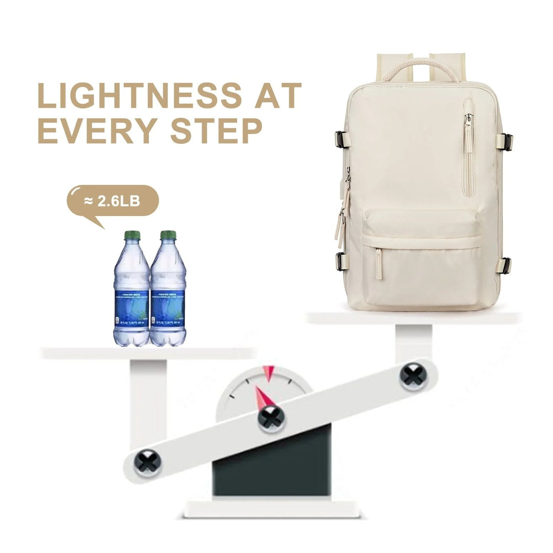 Wasserdichter Damen Rucksack 35L mit vielen Fächern für optimale Organisation auf Reisen & Wanderungen.
