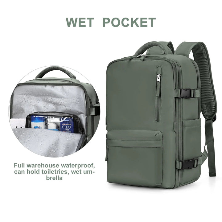 Strapazierfähiger Damen Reiserucksack 35L, wasserdicht & ideal für Kurztrips mit cleveren Details.