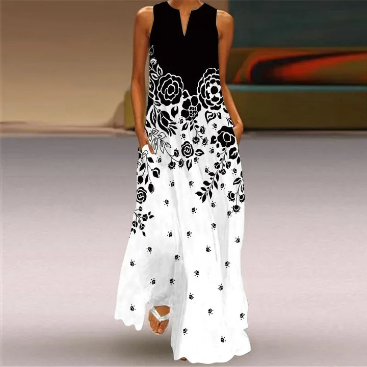 Elegantes A-Linienkleid für Damen mit Blumen- und Schmetterlingsdesign; ideales Sommeroutfit.