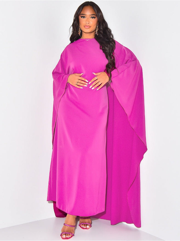 Schlichtes, einfarbiges Damen Abaya Maxikleid mit weiter Passform. Langarm und bequem, perfekt für modernen muslimischen Stil.