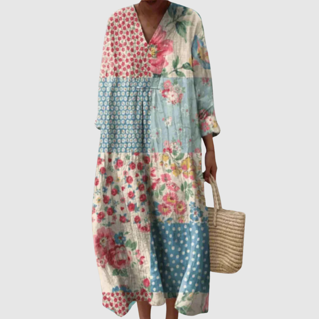 Damen Abstraktes Midikleid mit einzigartigem Muster; modisches, stilvolles Sommerkleid für Freizeit.