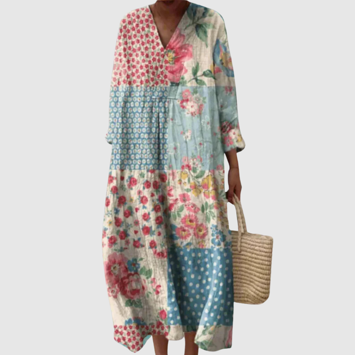 Damen Abstraktes Midikleid mit einzigartigem Muster; modisches, stilvolles Sommerkleid für Freizeit.