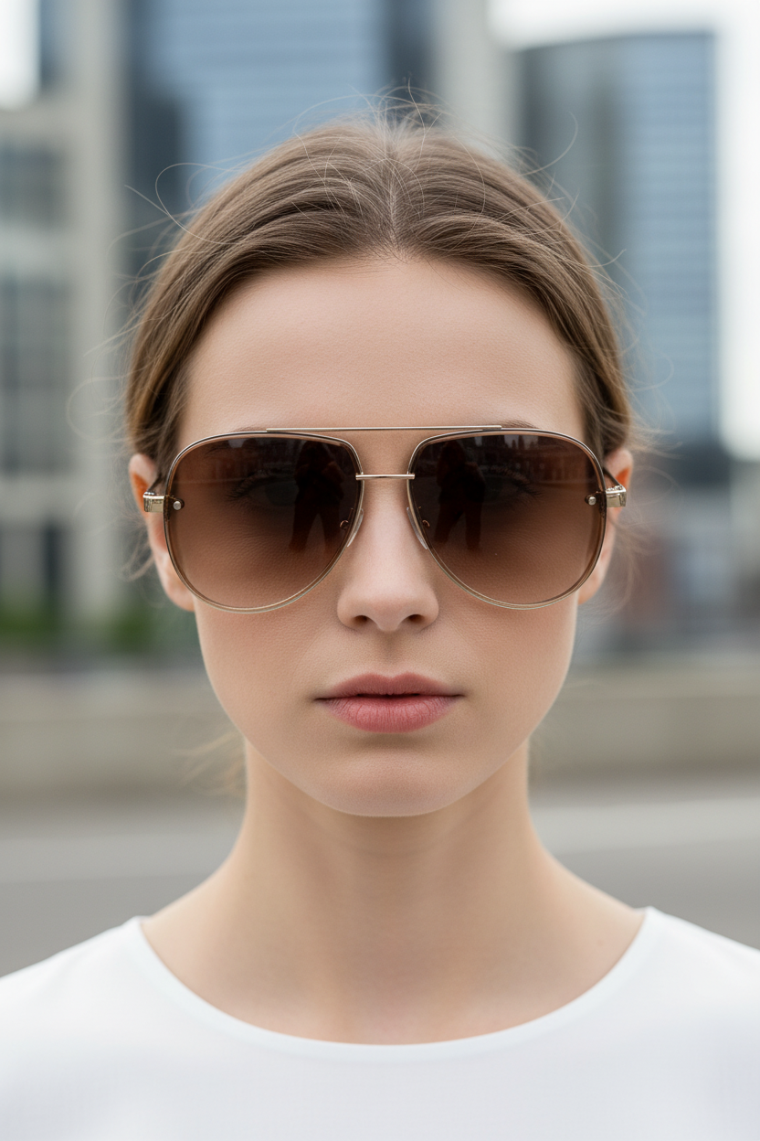 Extrem leichte Damen Aviator Sonnenbrille "Chelsea" für ganztägigen Komfort und UV-Schutz.
