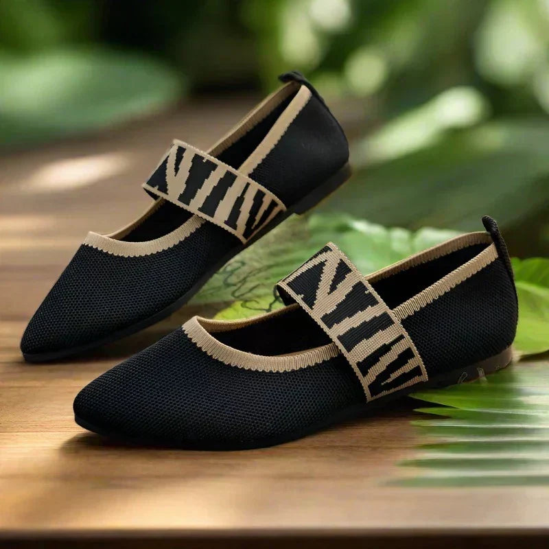 Elegante Damen Ballerinas aus hochwertigem Material, bequeme Sommerschuhe mit spitzer Zehe.