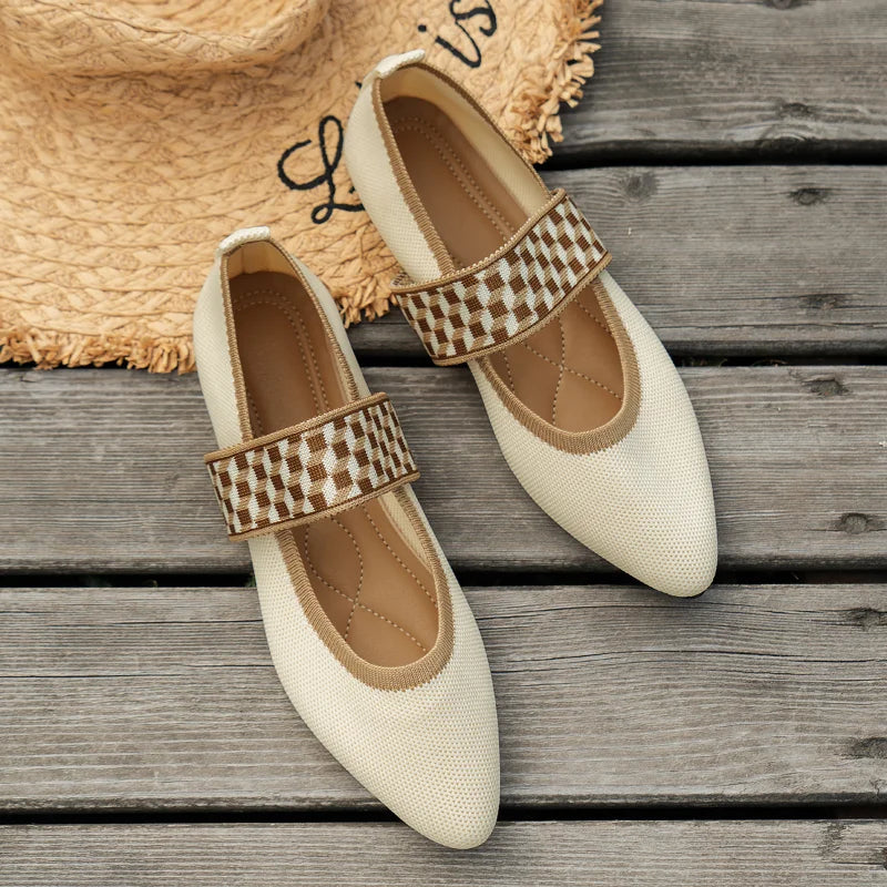 Elegante Damen Ballerinas, flache Sommerschuhe mit spitzer Zehe für vielseitige Outfits.