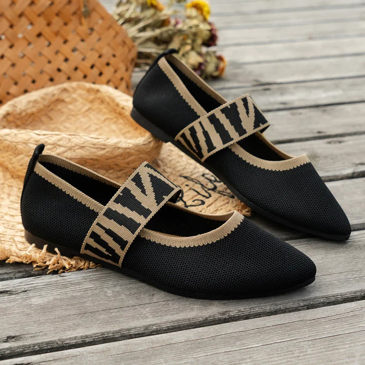 Elegante Frühlings-Ballerinas für Damen, bequeme flache Schuhe mit spitzer Zehe.