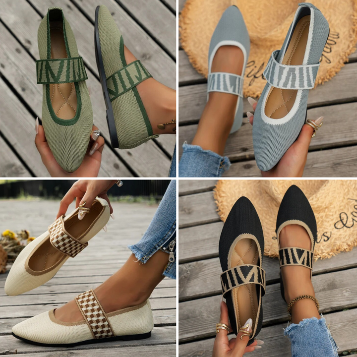Vielseitige Damen Ballerinas, elegante und bequeme Freizeitschuhe mit spitzer Zehe.