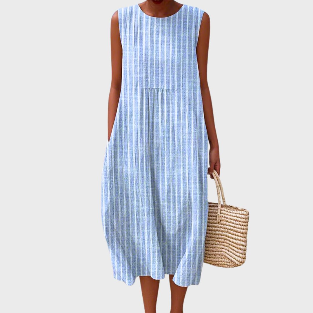 Modisches, leichtes Damen Sommerkleid aus Baumwolle. Vielseitig & elegant, ideal als bequemes Freizeitkleid für Frühling/Sommer.