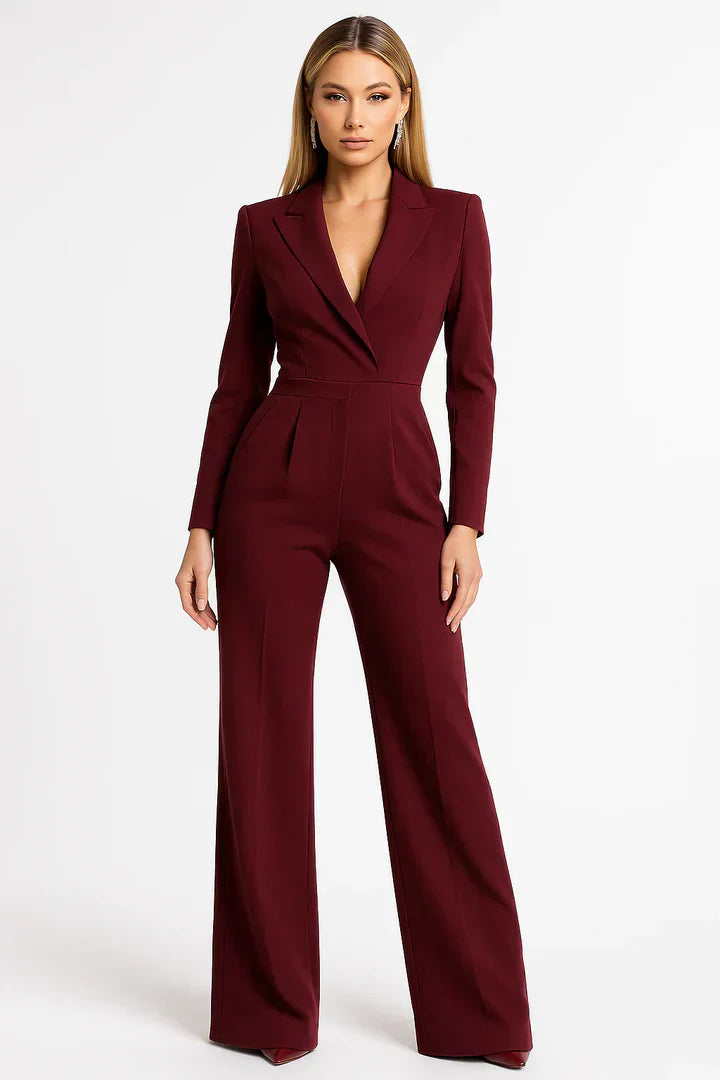 Damen Blazer-Jumpsuit Luisa mit weitem Bein & tailliertem Schnitt. Elegant für Büro & Abendmode.