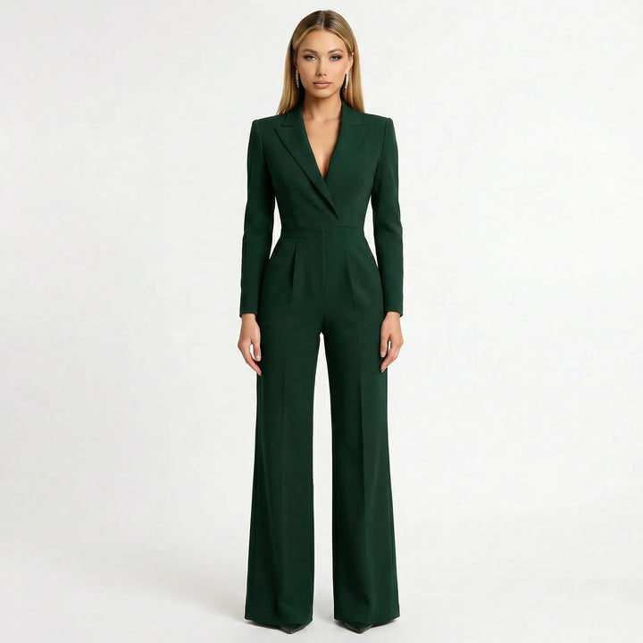 Vielseitiger Damen Blazer-Jumpsuit mit weitem Bein & tailliertem Design, perfekt für Business & Abend.
