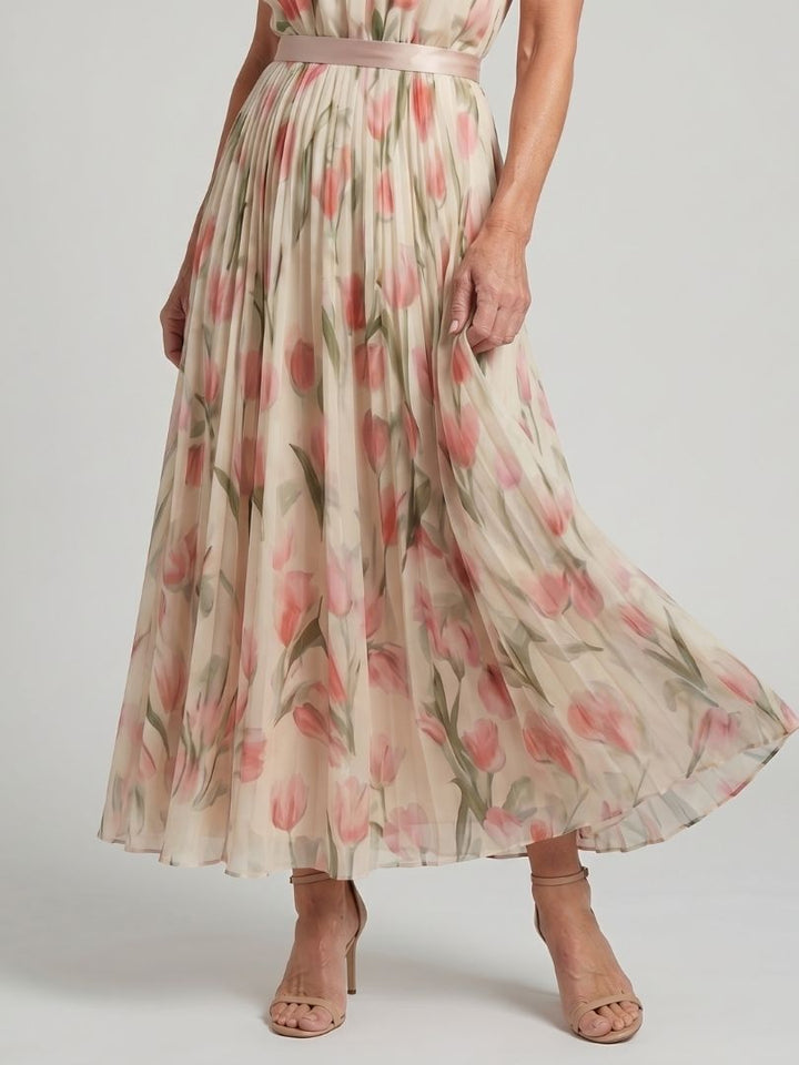 Damen Halterneck Midikleid mit floralem Muster, ideal für Gartenpartys und legere Eleganz im Alltag.