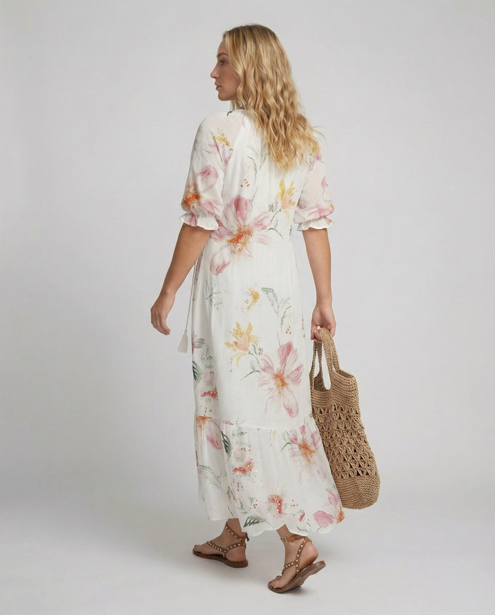 Bequemes Damen Langkleid im Bohème-Look, perfekt für entspannte Tage, Urlaub oder als Strandkleid.