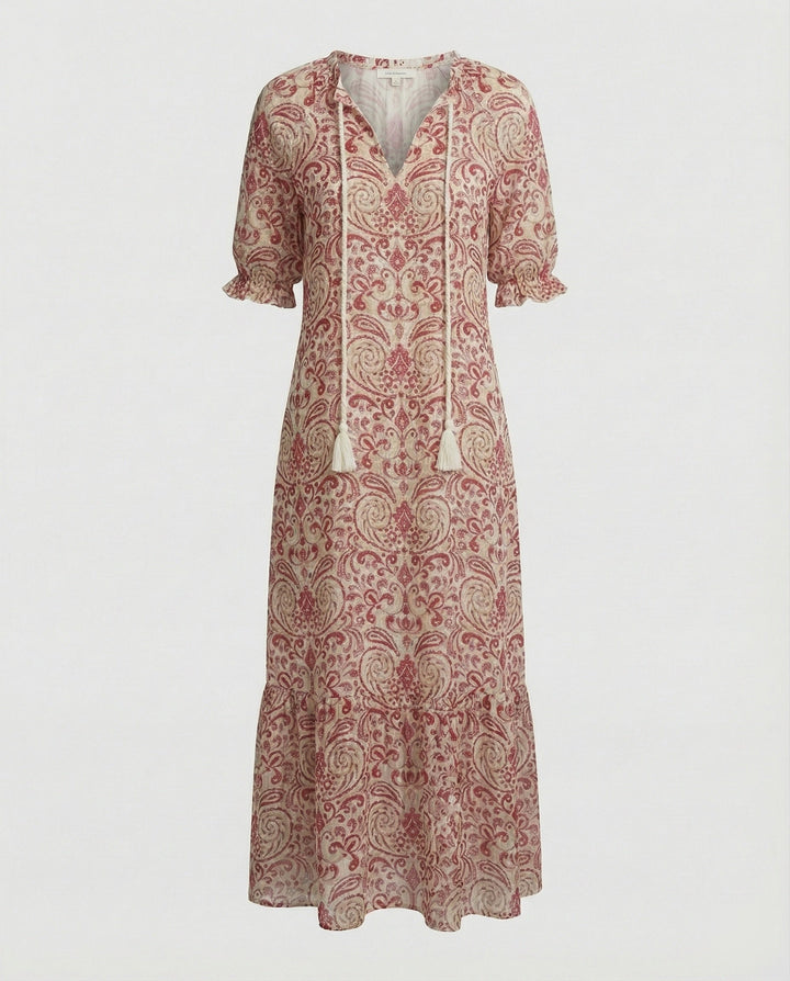 Lebhaftes Damen Langkleid im Bohème-Stil, ein farbenfrohes Maxikleid, ideal für Sommer, Strand & Freizeit.