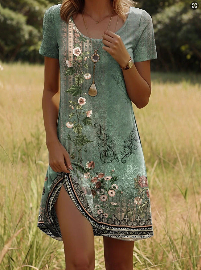 Elegantes & zugleich lässiges Damen Maxikleid; bedrucktes Bohemian-Kleid mit lebhaftem Design für jeden Anlass.