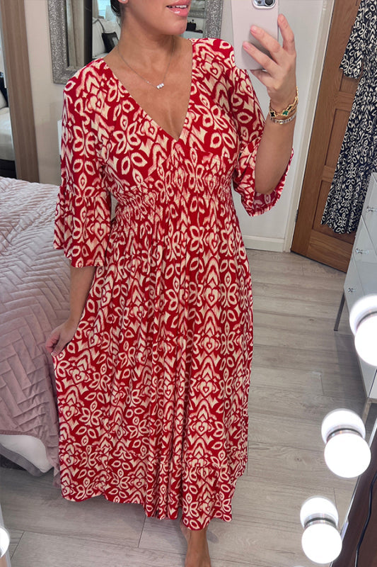 Bequemes Damen Midikleid, elegant, mit Blumenprint, ideal als Sommer- oder Freizeitkleid.