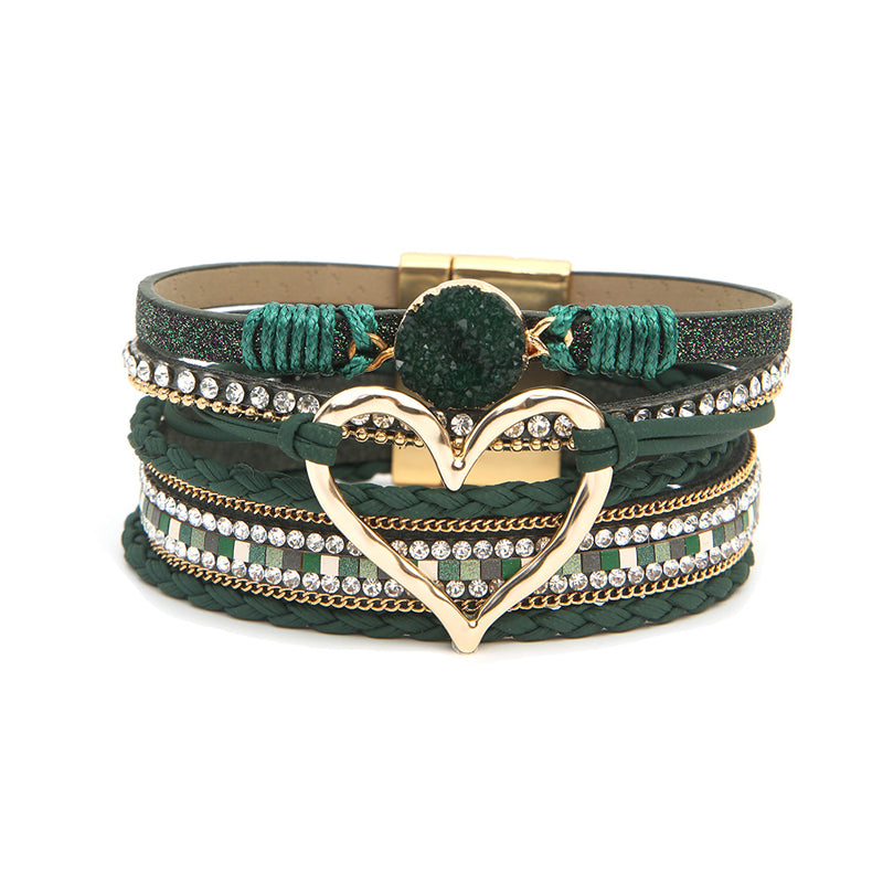 Elegantes schwarzes Damen Herz Armband, Modeschmuck für Party & Freizeit.
