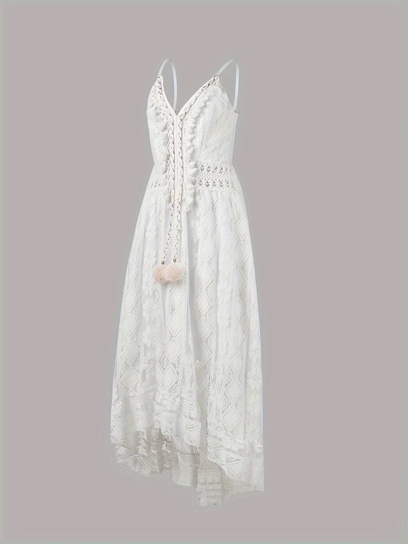 Boho Maxikleid für Damen, Spaghettiträger, V-Ausschnitt, leicht & luftig – ideal als Strand- oder Freizeitkleid.