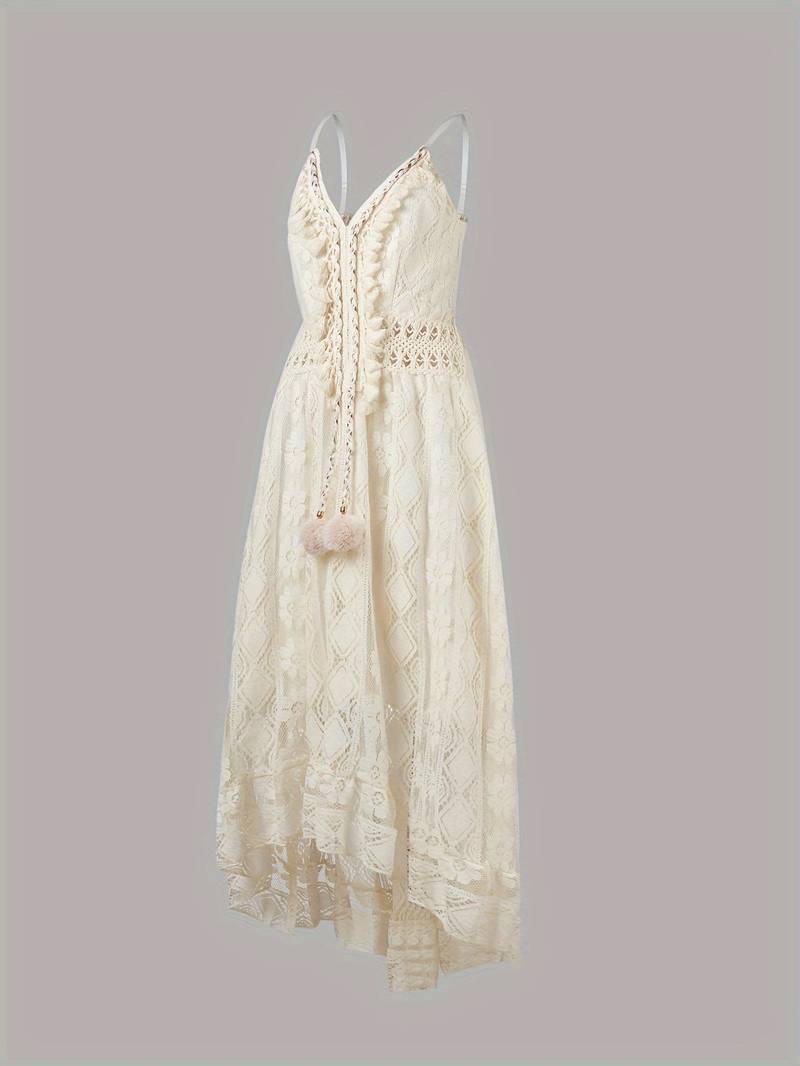 Boho Maxikleid für Damen, Spaghettiträger, V-Ausschnitt, sommerlich leicht, toll für Urlaub und Freizeit.