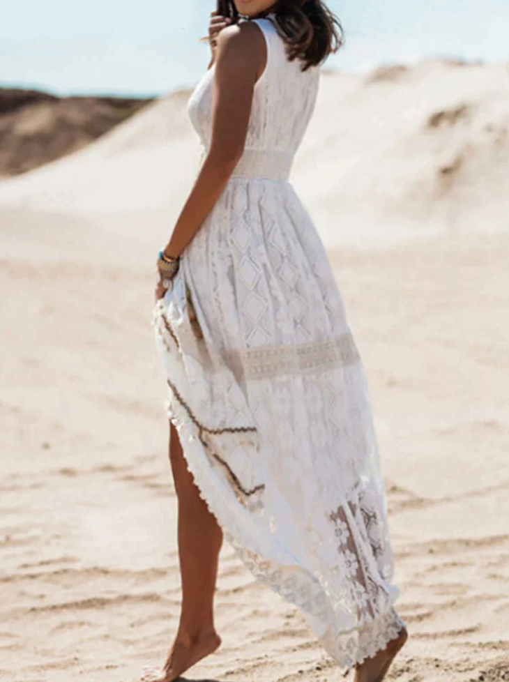 Stilvolles, lockeres Damen Boho Sommerkleid. Ideal als luftiges Freizeitkleid für warme Tage & Urlaubsreisen.