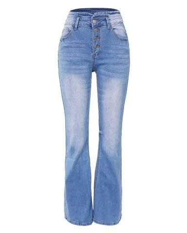 Schicke Damen Bootcut-Jeans mit hohem Bund, ideal für einen eleganten Casual-Look.