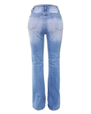 Formgebende Damenjeans mit Bootcut-Schnitt, bequem und modern.