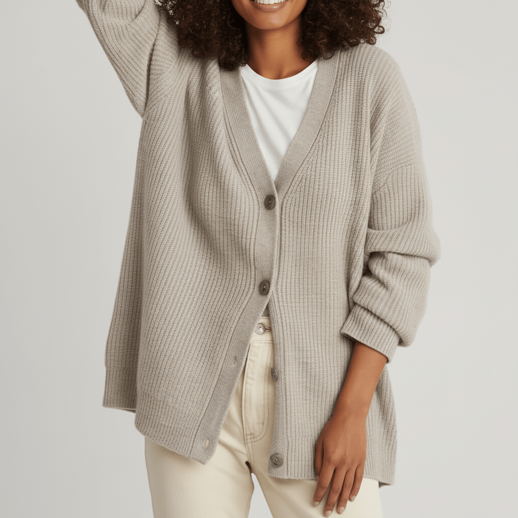 Langärmliger Damen Cardigan mit Knopfleiste. Lockerer Schnitt für optimalen Komfort & einen modernen Stil.