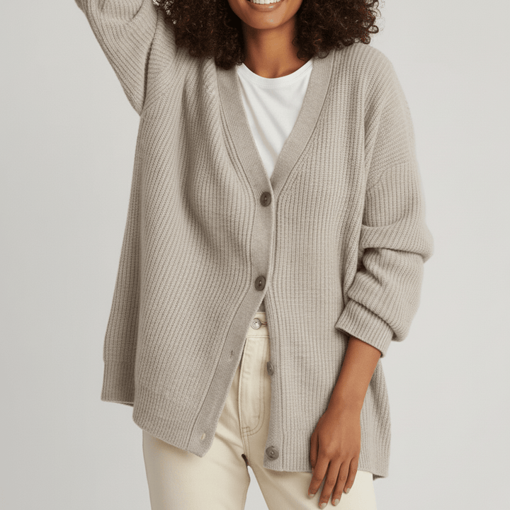 Langärmliger Damen Cardigan mit Knopfleiste. Lockerer Schnitt für optimalen Komfort & einen modernen Stil.