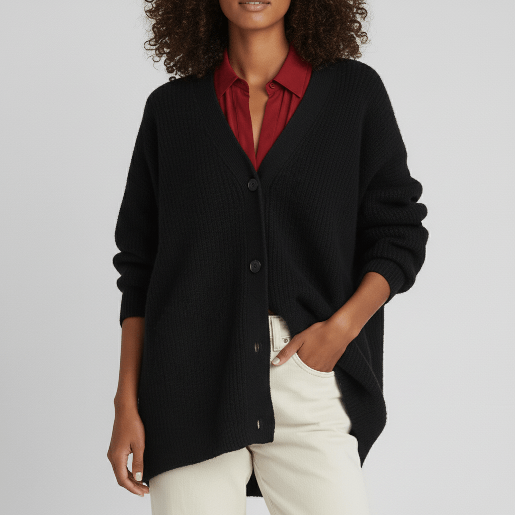 Damen Strickjacke mit V-Ausschnitt & Knopfleiste. Lässige Oberbekleidung für bequeme Freizeitkleidung.