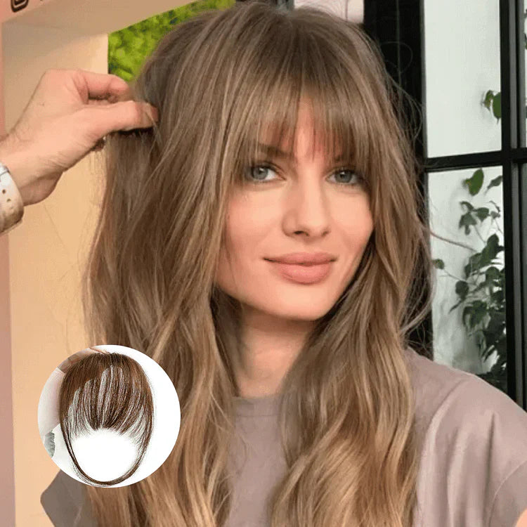 Verwandlung mit Damen Clip-in Pony: Sofortiger, voller Pony-Look für schnelles Haarstyling, natürliches Aussehen.
