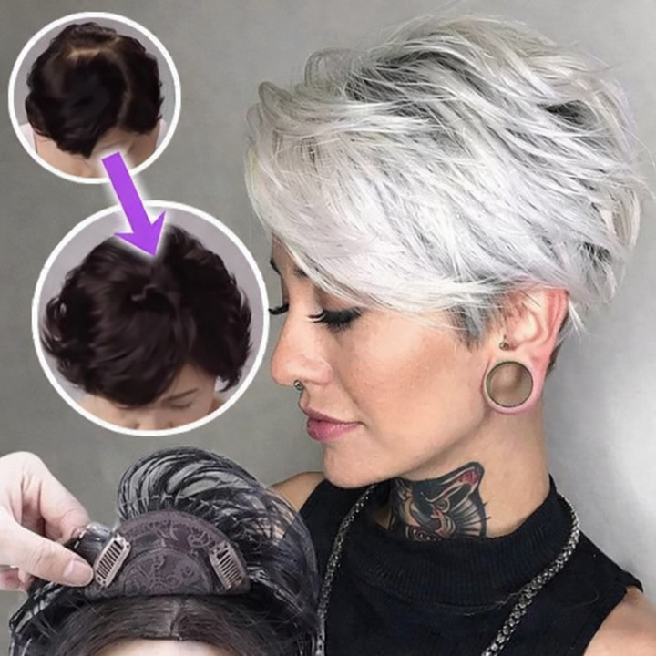 Natürliches Volumen mit diesem Clip-In Haarteil. Schnelle Haarverlängerung für dünnes Haar, unsichtbar.