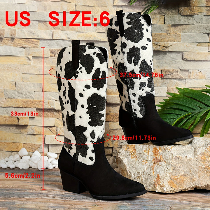 Robuste Damen Cowboystiefel mit Blockabsatz. Stilvolle Damenschuhe mit spitzer Zehe für Komfort.