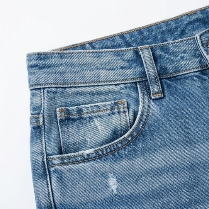 Damen Jeans mit geradem Bein (Straight Leg), Cropped Schnitt und Fransen. Komfortabler Vintage Style.