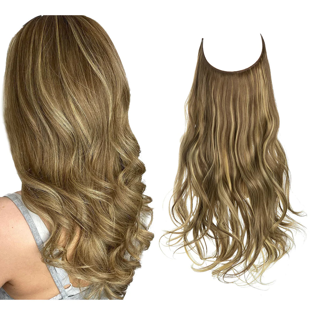 Damen Echthaar Extensions mit natürlichen Wellen für volles Volumen in Mittelbraun.