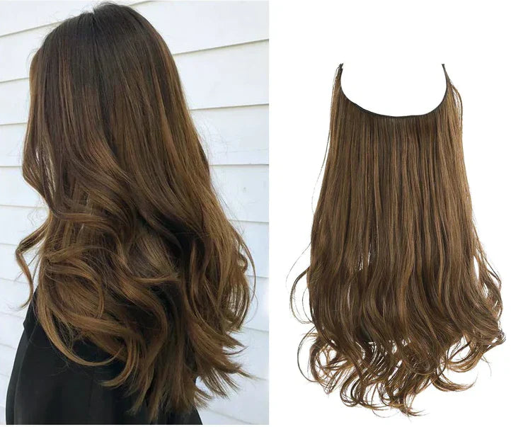 Leichte Echthaar Extensions für Damen, Beige-Blond, mit Naturwellen für müheloses Volumen.