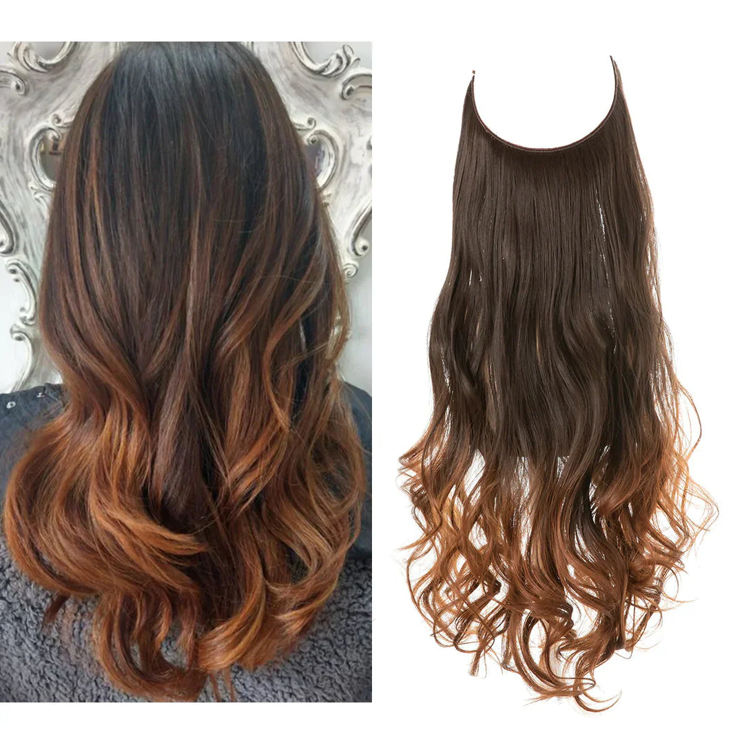 Dichte Echthaar Extensions mit natürlichen Wellen, Hellbraun-Blond Mix, für maximales Volumen.