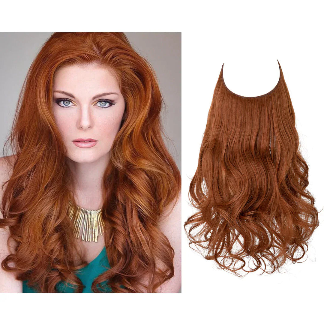 Vielseitige Echthaar Extensions für Damen, Goldblond, mit sanften Wellen für Volumen & Styling.