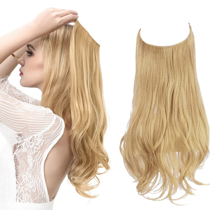 Natürliche Wellen-Echthaar Extensions für Damen, hellblond, für sofortige Länge und Fülle.