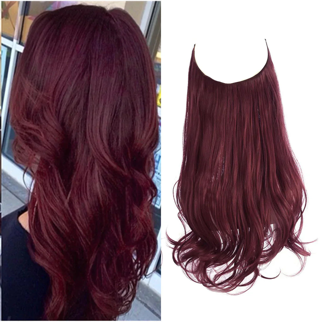Hochwertige Echthaar Extensions, dunkelbraun, mit schönen Wellen für eine natürliche Frisur.