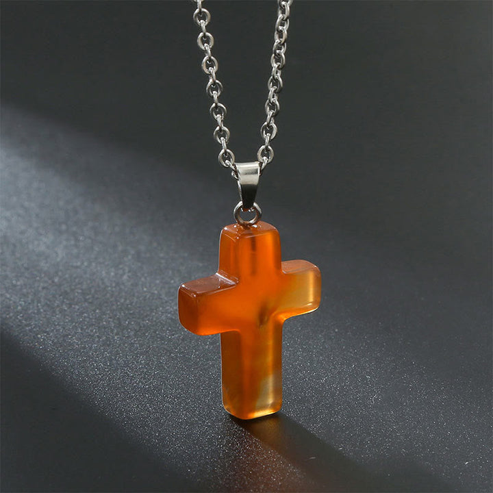 Damen Achat Kreuz Halskette. Erdet und beruhigt, ein stilvoller Begleiter.