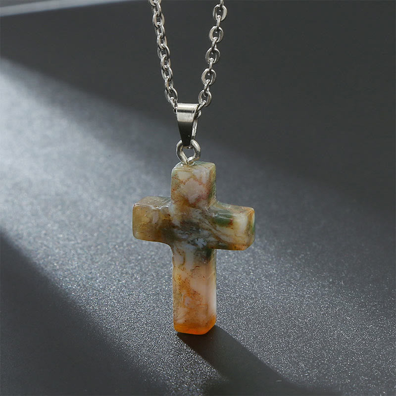 Mystische Damen Lapislazuli Kreuz Halskette. Förderung der geistigen Klarheit.