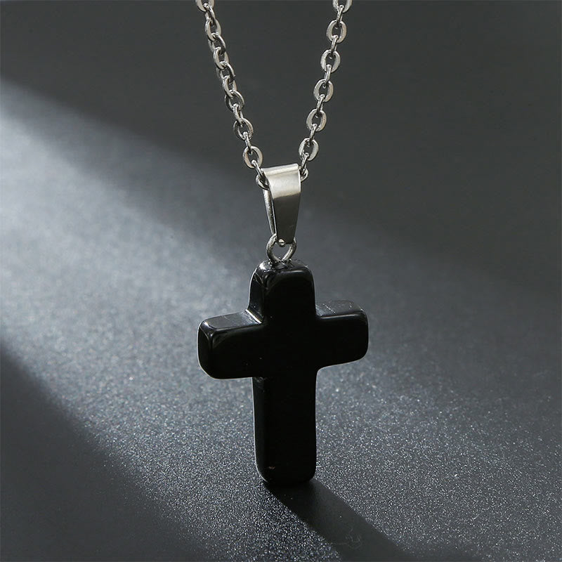 Damen Halskette mit Tigerauge Kreuz. Ein kraftvoller Talisman mit elegantem Look.