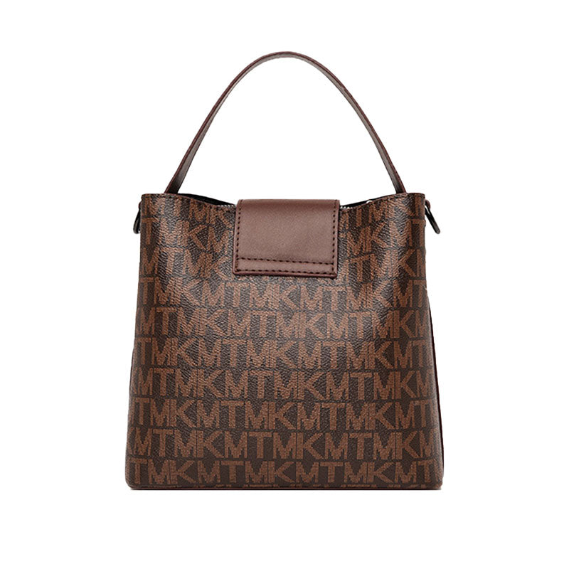 Hochwertige Damen Eimer Tasche in Braun, elegantes Accessoire mit sicherem Verschluss.