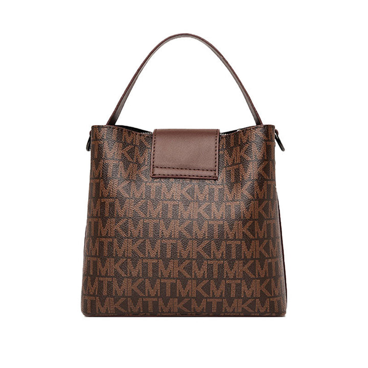 Hochwertige Damen Eimer Tasche in Braun, elegantes Accessoire mit sicherem Verschluss.