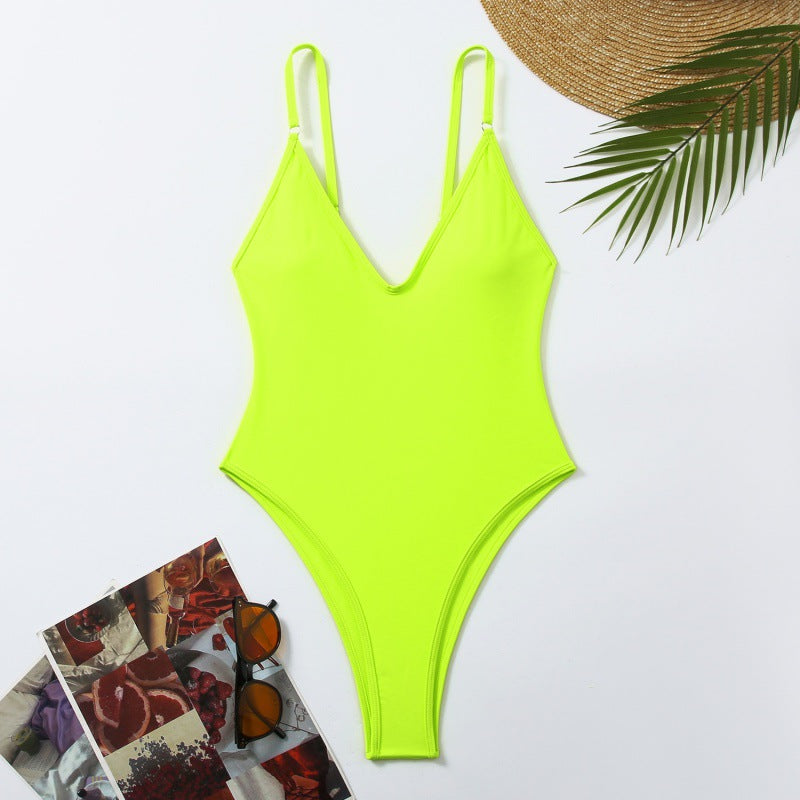 Vielseitiger Damen Schwimmanzug V-Ausschnitt, elegant und bequem für Strandurlaub & Pool.