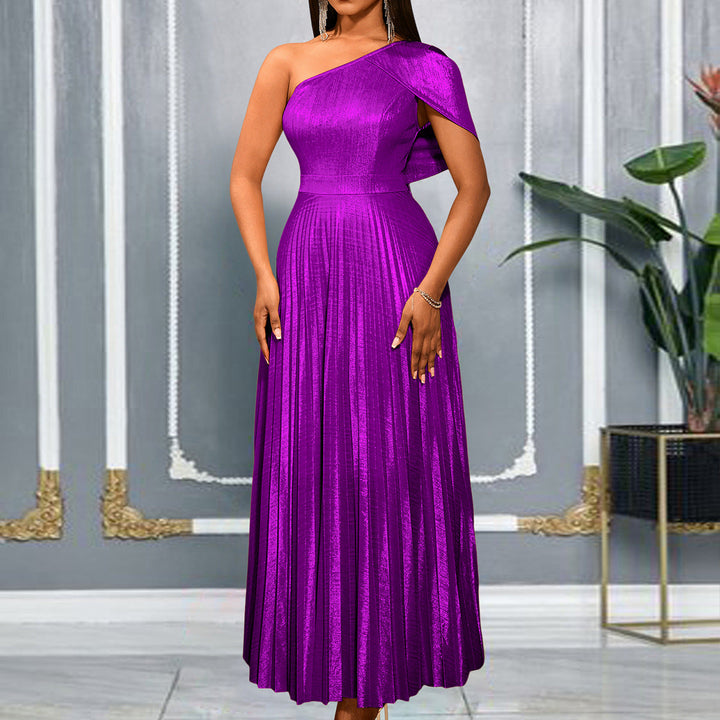 Damen Elegantes Maxikleid mit asymmetrischer Schulter für festliche Anlässe & Abend-Events.