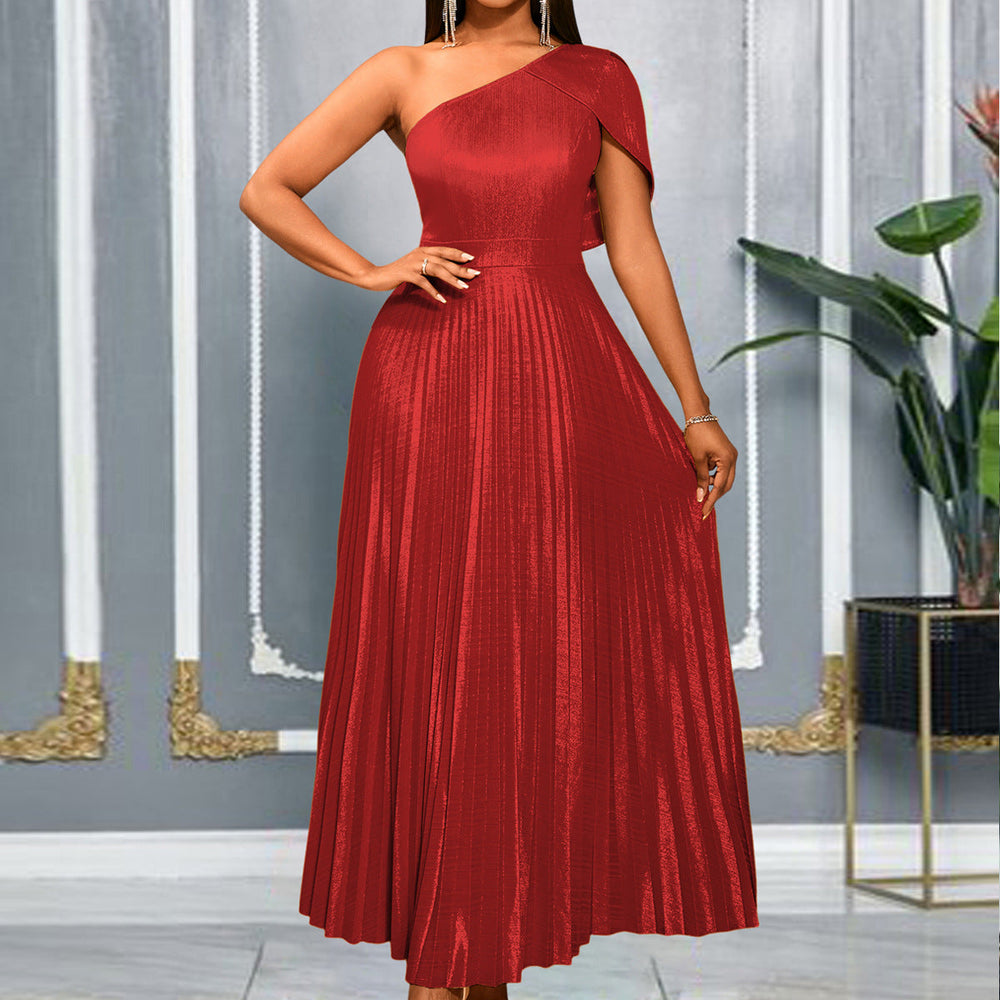 Festliches Abendkleid für Damen, elegantes Maxikleid mit asymmetrischem Design, ideal für Gala & Hochzeit.