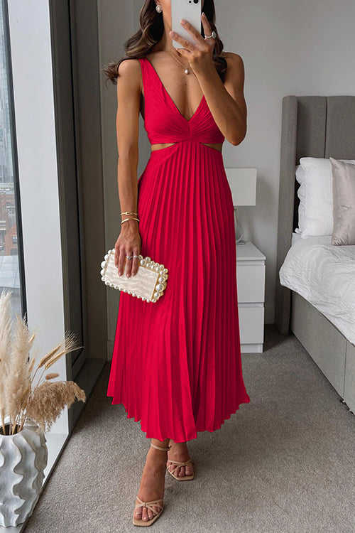 Maxikleid Damen, plissiert, A-Linie, eleganter Stil, ideal für festliche Events und Sommerpartys.