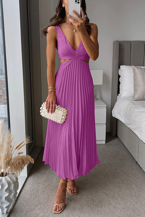 Damen A-Linie Maxikleid, plissiert, elegantes Design, perfekt als Abend- oder Sommerkleid.